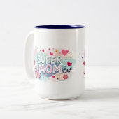 Super Moeder Tweekleurige Koffiemok (Voorkant links)