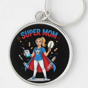 Super Moeder Verpleegster Superheld Typography Sleutelhanger