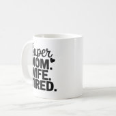 Super moeder, vrouw, moe koffiemok (Voorkant links)