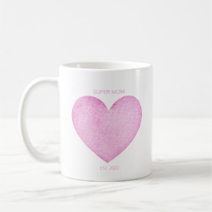 Super Moeder Waterverf Roze Hart Moederdag Koffiemok
