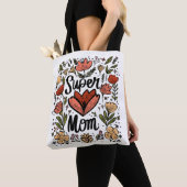 Super Mom Bloemen Canvas tas (Dichtbij)