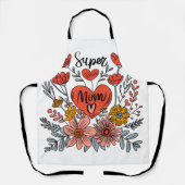 Super Mom Bloemen Schort (Voorkant)