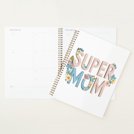 Super Mom Bloemen Tekstontwerp Planner (Display)