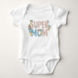 Super Mom Bloemen Tekstontwerp Romper