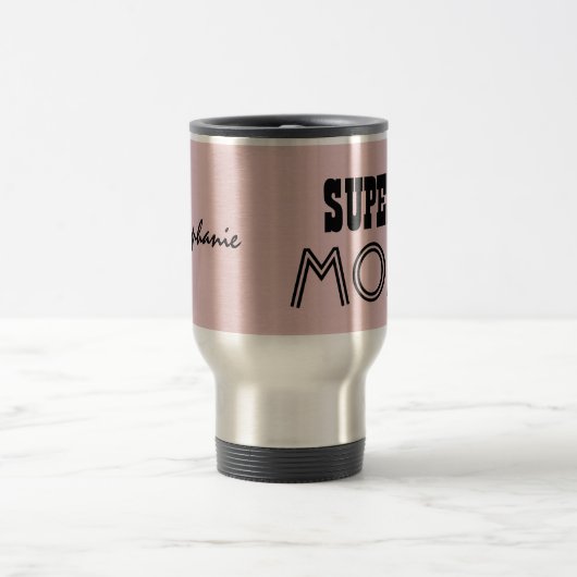 SUPER MOM Custom Pink Cadeaupunt 01 Reisbeker (Center)