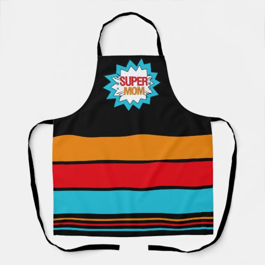 SUPER MOM Hero Theme Yellow Red Blue Black Schort (Voorkant)