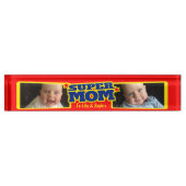 Super Mom kinder naam en foto bureau plaque Naambordje (Voorkant)