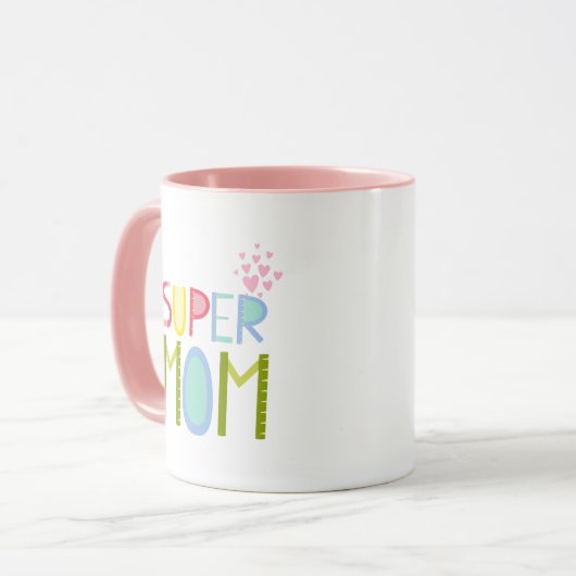 SUPER MOM Moederdag Birthday Kerstmis Moderne Mok (Voorkant links)