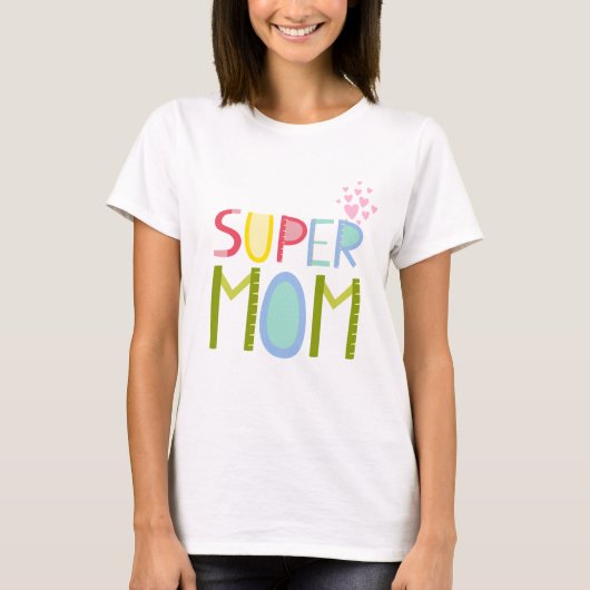 SUPER MOM Moederdag verjaardag Kerstmis Modern T-shirt (Voorkant)