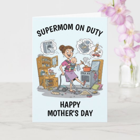 Super Mom Mother's Day Card Kaart (Orchidee)
