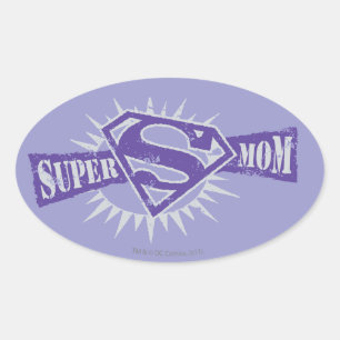 Super Mom Purple Starburst Ovale Sticker