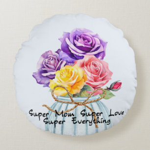 Super Mom Quote met Roos Ronde Kussen