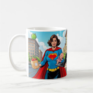 "Super Mom" Retro stripstijl Koffiemok