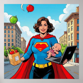 "Super Mom" Retro stripstijl Poster