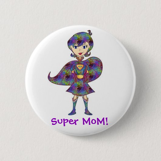 Super MoM Ronde Button 5,7 Cm (Voorkant)