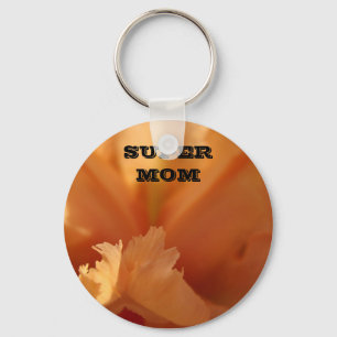 SUPER MOM Sleutelhanger Oranje Iris Flower Mothers