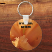 SUPER MOM Sleutelhanger Oranje Iris Flower Mothers (Voorkant)