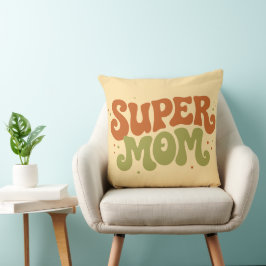 SUPER MOM Speelse Retro Groovy Typografie Kussen