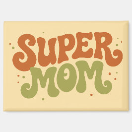 SUPER MOM Speelse Retro Groovy Typografie Magneet