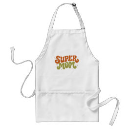 SUPER MOM Speelse Retro Groovy Typografie Standaard Schort