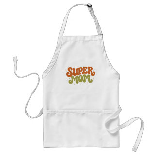 SUPER MOM Speelse Retro Groovy Typografie Standaard Schort