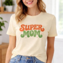 SUPER MOM Speelse Retro Groovy Typografie