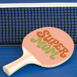 SUPER MOM Speelse Retro Groovy Typografie Tafeltennisbatje