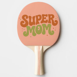 SUPER MOM Speelse Retro Groovy Typografie Tafeltennisbatje