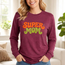 SUPER MOM Speelse Retro Groovy Typografie Tri-Blend Shirt