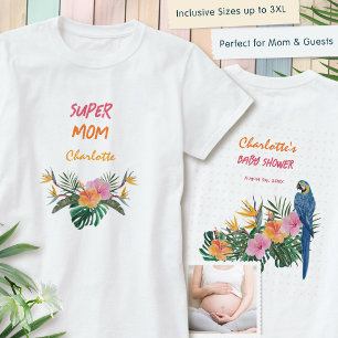 SUPER MOM Tropische Papegaai Achterkant Print Baby T-shirt