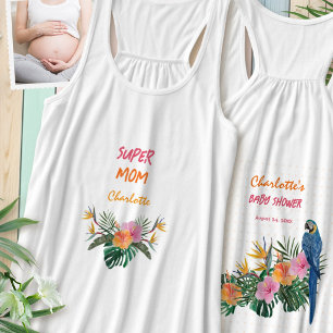 SUPER MOM Tropische Papegaai Achterkant Print Baby Tanktop
