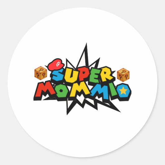 Super Mommio Funny Gamer Superheld Mam Ronde Sticker (Voorkant)
