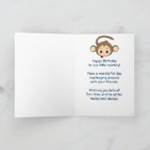 Super Monkey Face op Sunburst Background Birthday Kaart (Binnen)