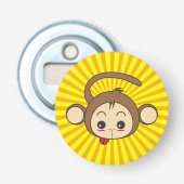 Super Monkey Face op Sunburst Background Button Flesopener (Voorkant)