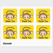 Super Monkey Face op Sunburst Background Dank u Vierkante Sticker (Vel)