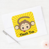 Super Monkey Face op Sunburst Background Dank u Vierkante Sticker (Envelop)