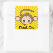 Super Monkey Face op Sunburst Background Dank u Vierkante Sticker (Tas)