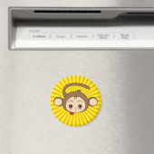 Super Monkey Face op Sunburst Background Magneet (Insitu (Vaatwasser))