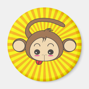 Super Monkey Face op Sunburst Background Magneet