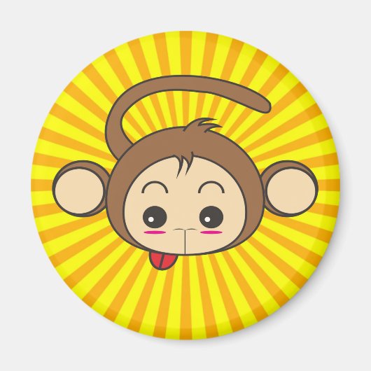 Super Monkey Face op Sunburst Background Magneet (Voorkant)