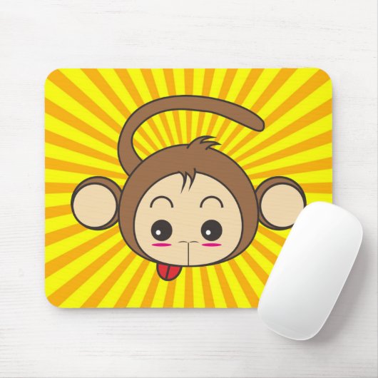Super Monkey Face op Sunburst Background Muismat (Met muis)