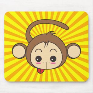 Super Monkey Face op Sunburst Background Muismat