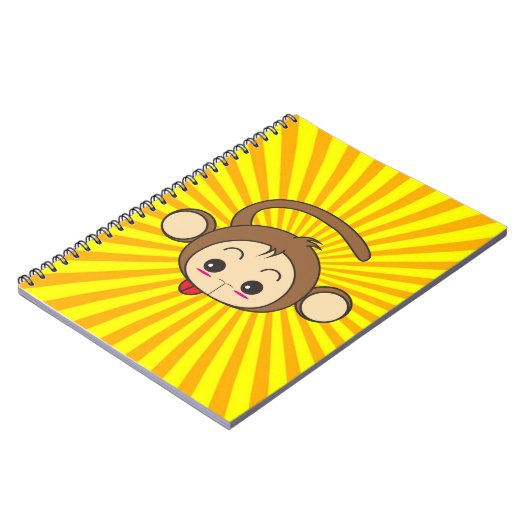 Super Monkey Face op Sunburst Background Notitieboek (Linkerzijde)