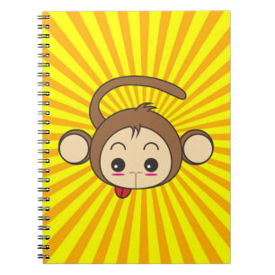 Super Monkey Face op Sunburst Background Notitieboek