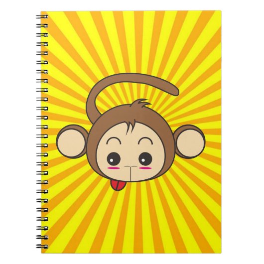 Super Monkey Face op Sunburst Background Notitieboek (Voorkant)