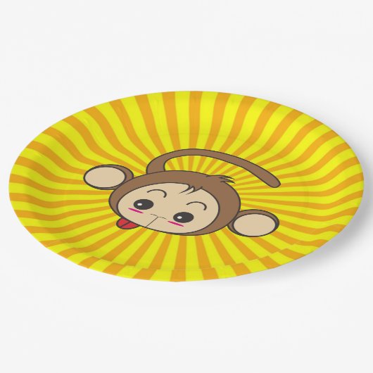 Super Monkey Face op Sunburst Background Papieren Bordje (Gekanteld)