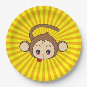 Super Monkey Face op Sunburst Background Papieren Bordje