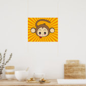Super Monkey Face op Sunburst Background Poster (Keuken)