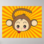 Super Monkey Face op Sunburst Background Poster (Voorkant)