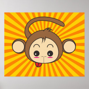 Super Monkey Face op Sunburst Background Poster